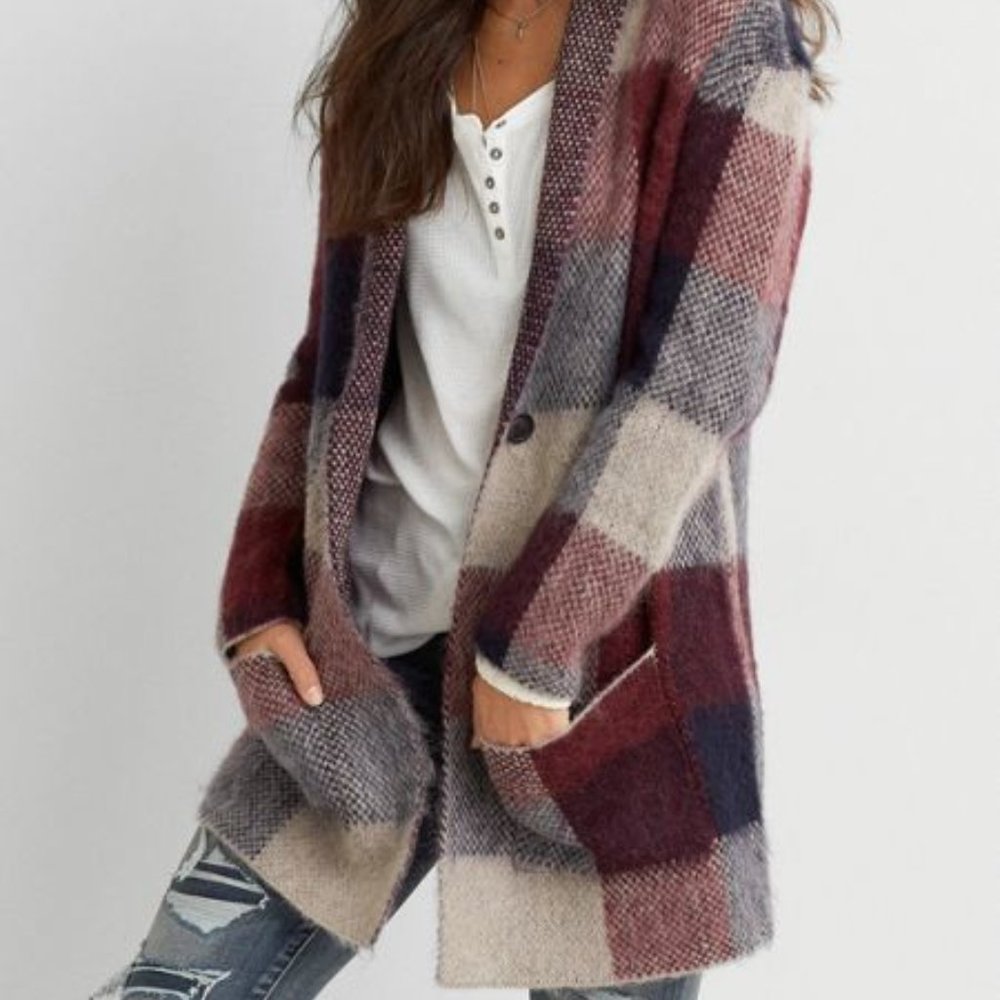 NWT American Eagle Plaid Blazer Jacket Size M